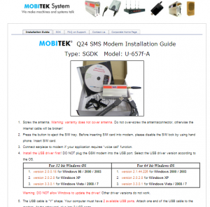 SMS Gateway Development Kit CD for MOBITEK Q24 SMS MODEM